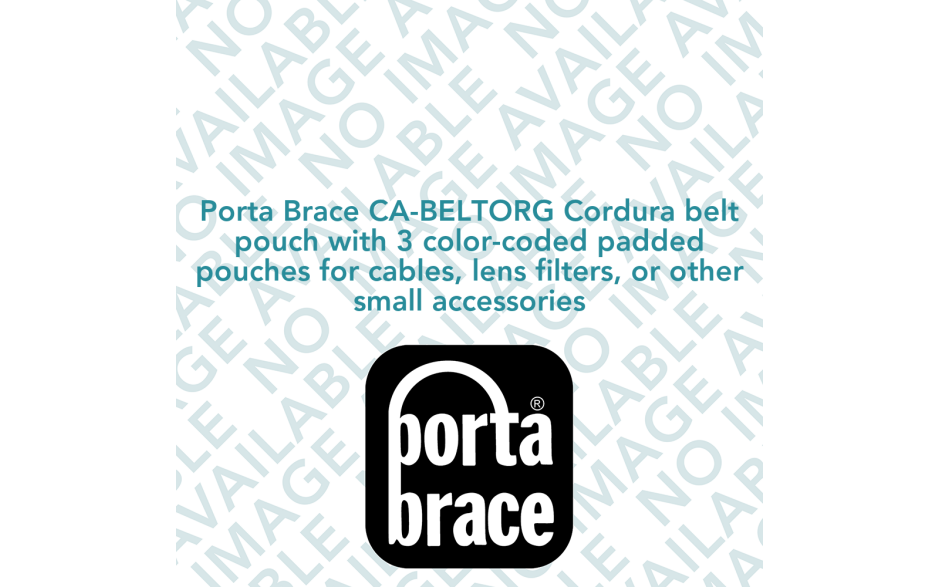 Porta Brace CA-BELTORG Cordura belt pouch with 3 color-coded padded pouches for cables, lens filters, or other small accessories